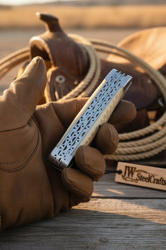 Redwood Textured Trapper Cowboy Knife 7" High Carbon with Rosewood Handle by JW SteelCrafts, product image 5
