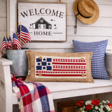 PANEL ONLY: RECTANGLE Summer; Picnic Table Cloth Stars Stripes America, Red, White, Blue; BARN QUILT AMERICAN FLAG