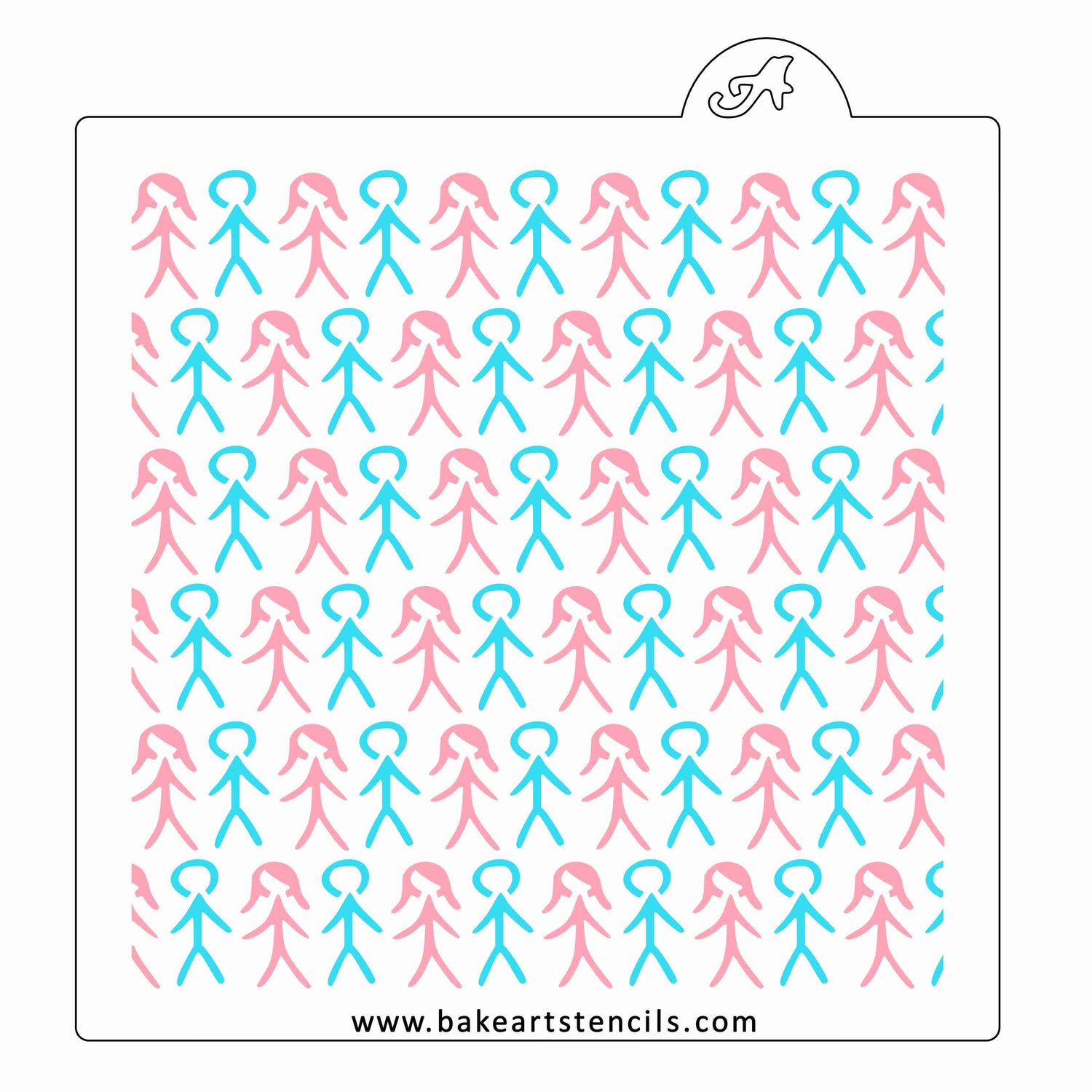 Kid Stick Figures Pattern Cookie Stencil