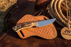 Timberline Drop Point Knife 9" Handmade Carbon Steel with Jimped Spine by JW SteelCrafts, product image 2