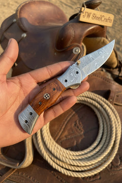 Dusty Trail Pocket Knife 7" Handmade Damascus Steel Folding Knife | JW Steelcrafts by JW SteelCrafts, product image 5