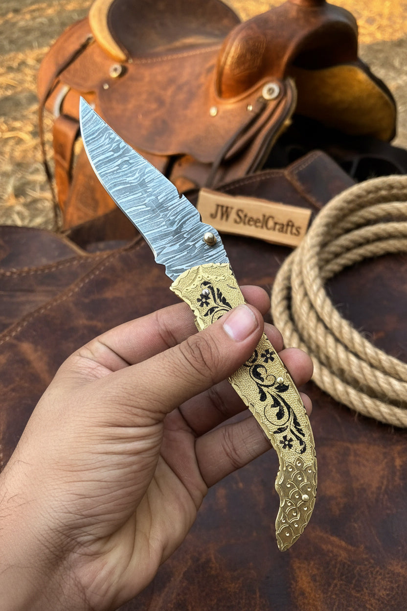 Calligraphy Engraved Brass Folder Knife 10
