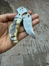 Pearlridge Damascus Folder 7" Handmade Mother of Pearl Lock Back by JW SteelCrafts