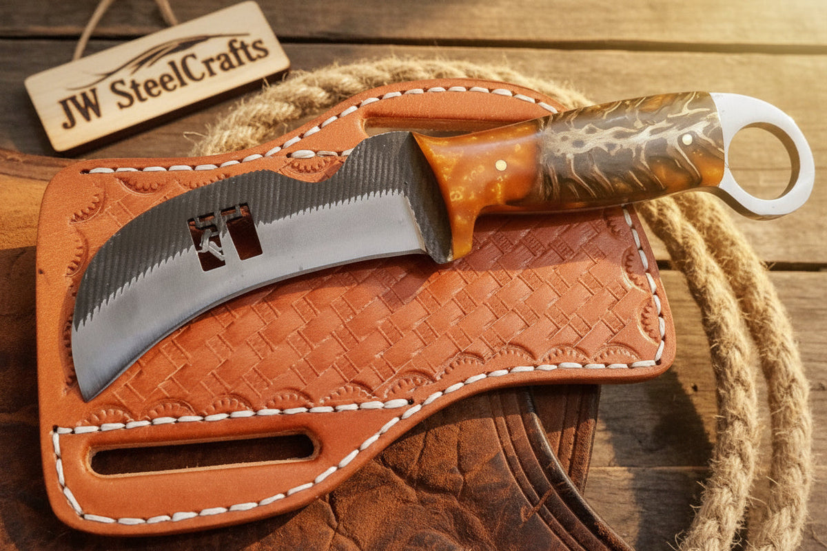 Amber Marble Cross Karambit Knife 6