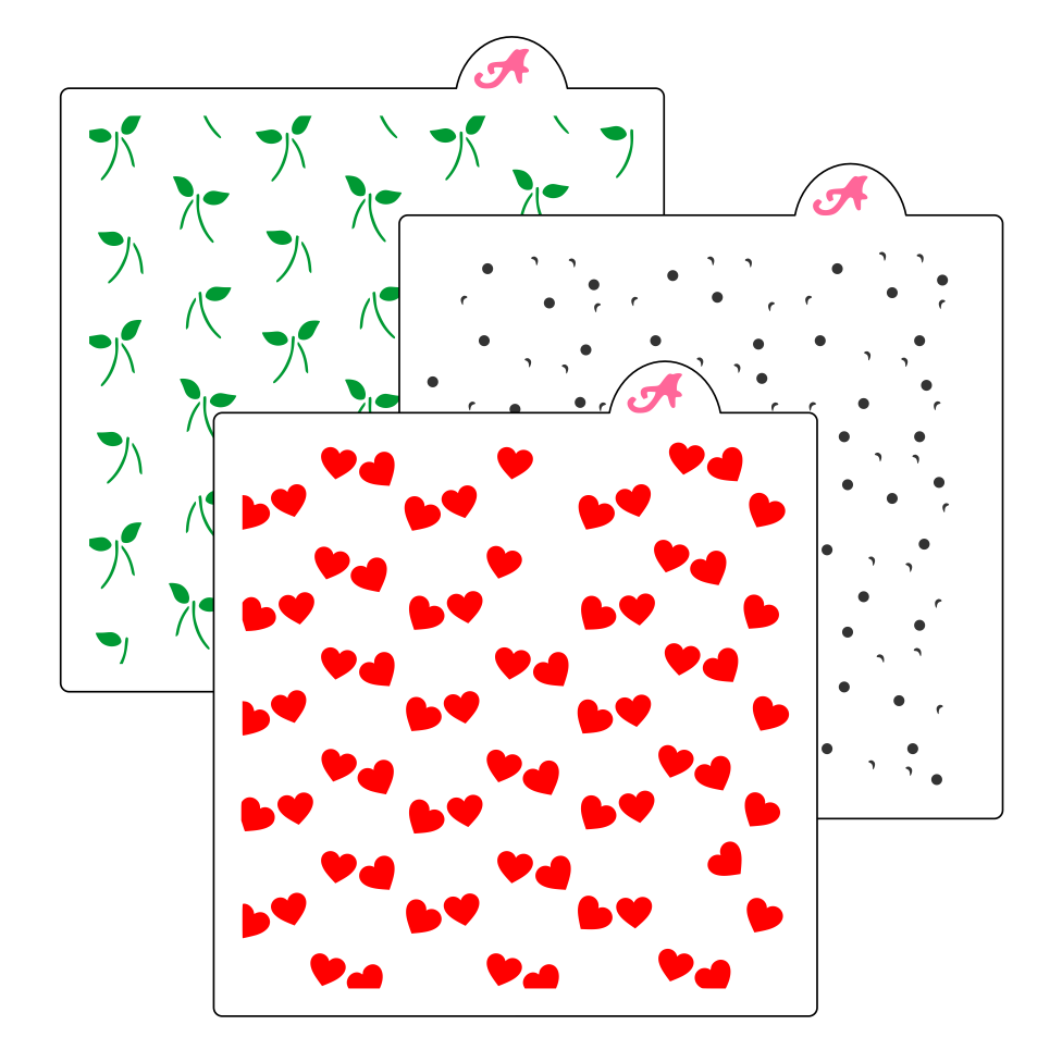Cherry Hearts Stencil Set