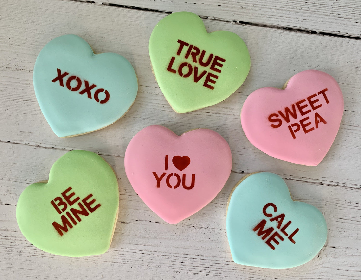 Conversation Hearts Cookie Stencil Set