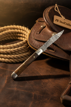 Rosewood Folding Knife 7.5" Handmade Damascus Steel Traditional Pocket Knife by JW SteelCrafts, product image 3