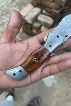 Dusty Trail Pocket Knife 7" Handmade Damascus Steel Folding Knife | JW Steelcrafts by JW SteelCrafts, product image 7
