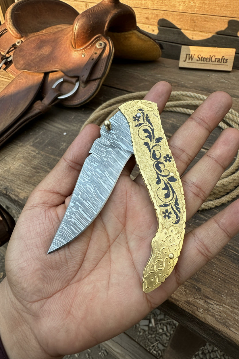 Calligraphy Engraved Brass Folder Knife 10