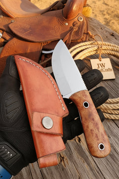 Woodgrain Trail Skinner Knife 7.5" Handmade High Carbon Steel Wood Handle by JW SteelCrafts, product image 3