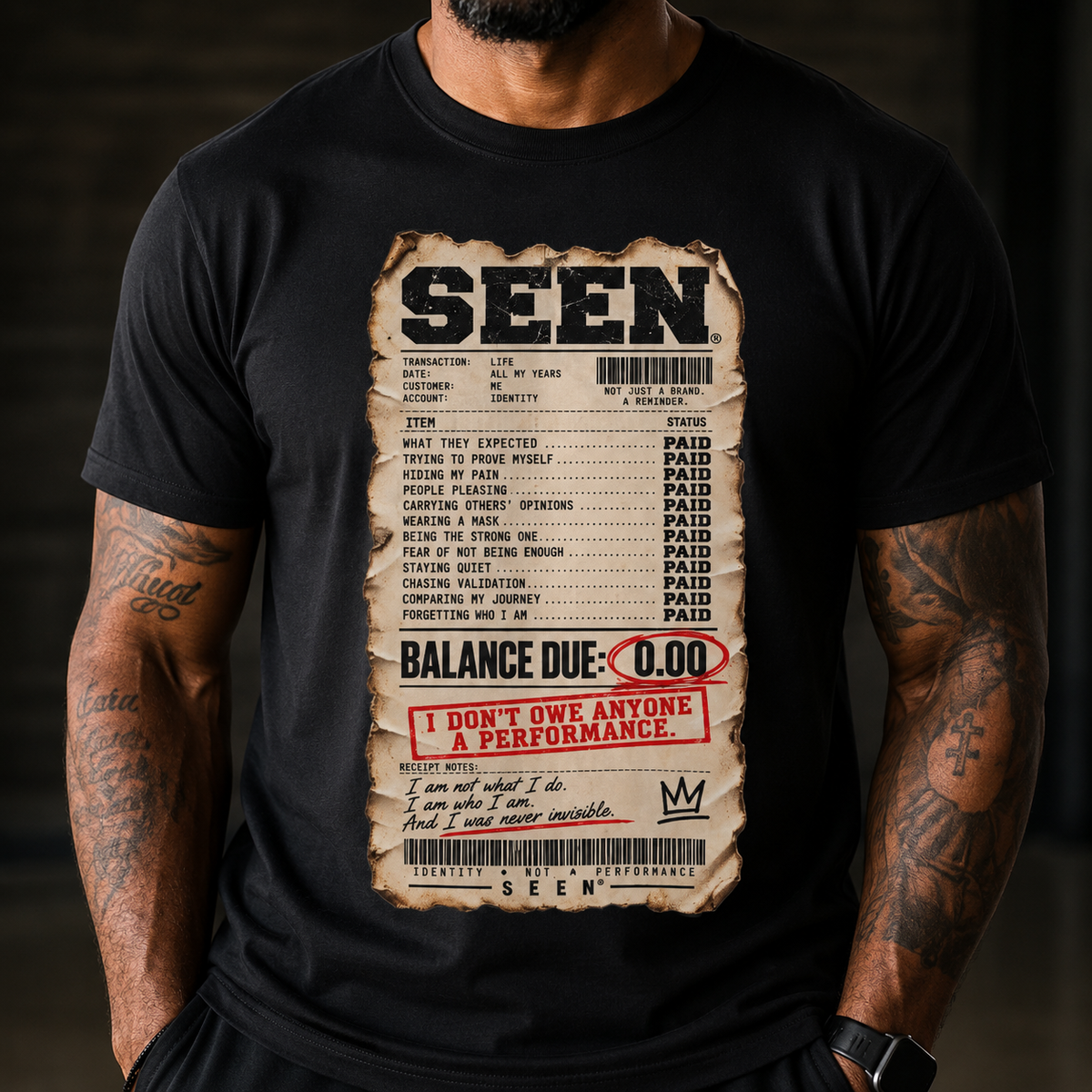 BALANCE DUE: $0.00 | The SEEN. Receipt Tee
