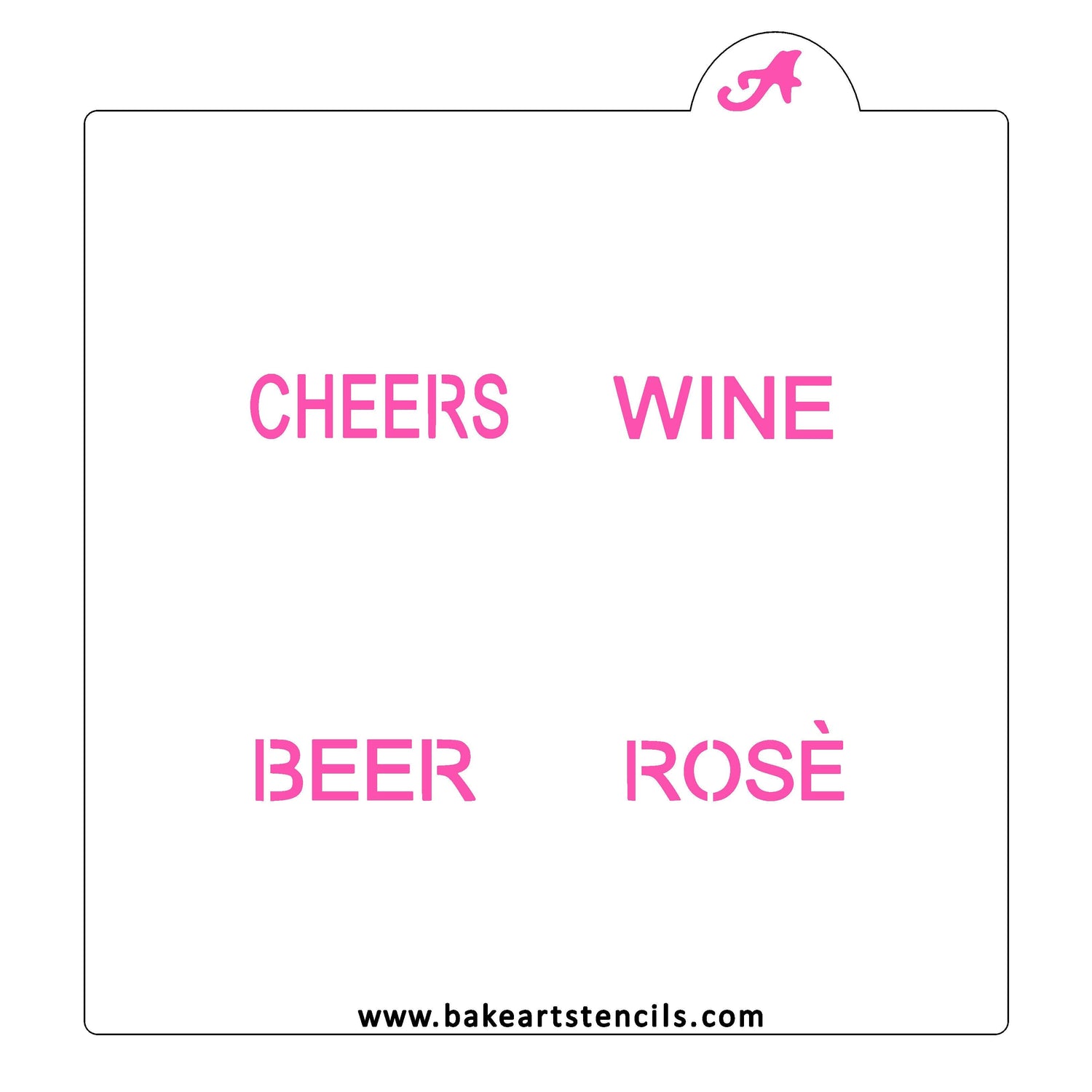 Drinks Conversation Hearts Cookie Stencil