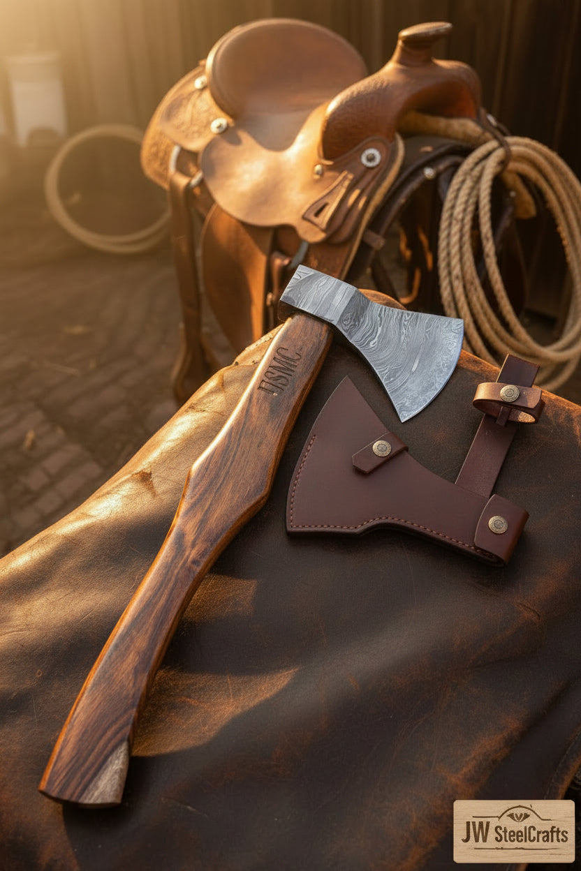 Damascus Skeggox Bearded Viking Axe with Hardwood Handle