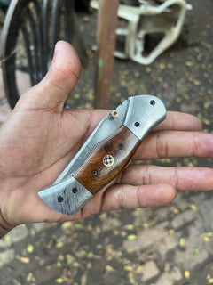 Rosewood Trail Folder Knife 6" Handmade Rosewood Handle EDC Folder by JW SteelCrafts, product image 4