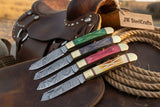 Ranchfold Pocket Folding Knife Set 7.5" Handmade Set of 4 by JW SteelCrafts