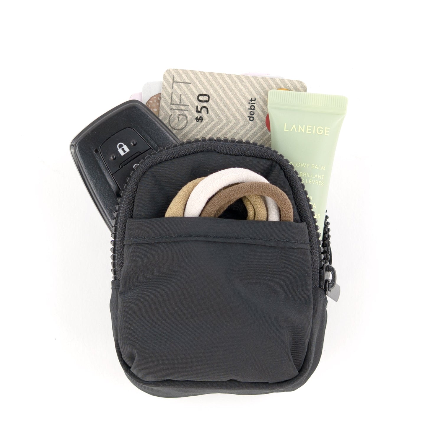 packlab Micro Nano Backpack Keychain - Black Mini Backpack Coin Purse for Cards, Lip Balm & Essentials