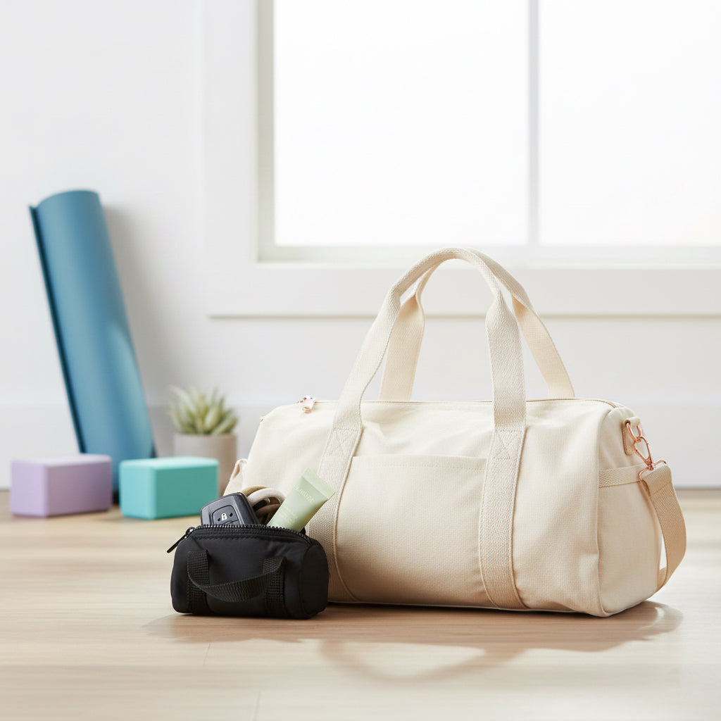 packlab Micro Nano Duffel Keychain - Black Mini Duffel Bag Coin Purse for Lip Balm, Earbuds & Everyday Essentials