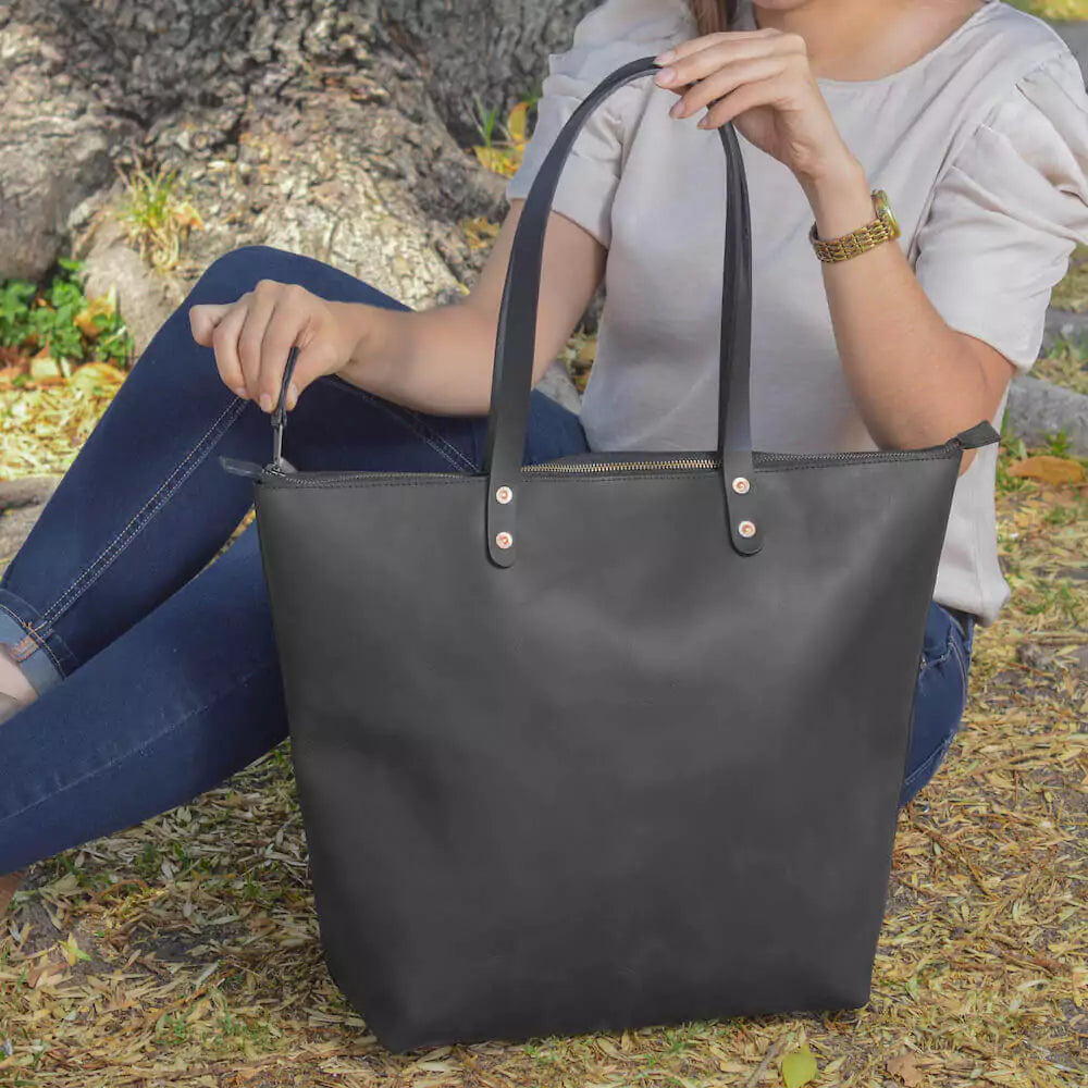 Eden OVERSIZED Leather Tote Bag - Zippered