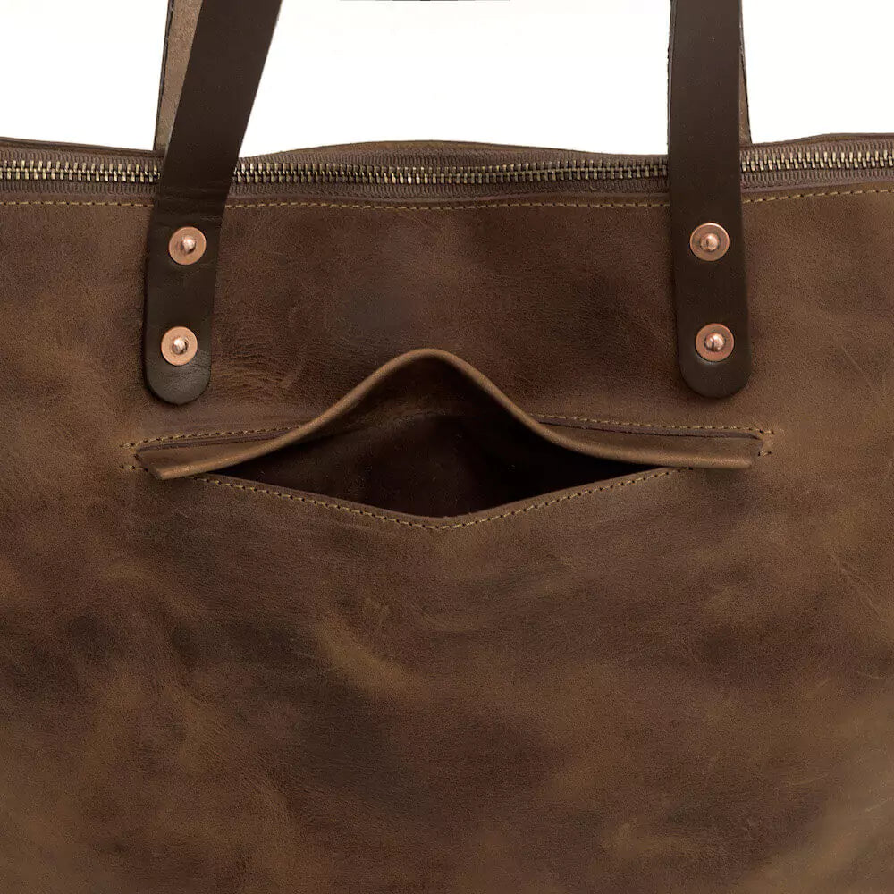 Eden OVERSIZED Leather Tote Bag - Zippered