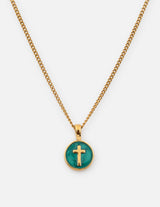 Emerald Agape Cross Pendant Necklace
