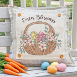 PANEL ONLY: SQUARE Spring, Basket, Floral, Lilies Eggs, EASTER BASKET
