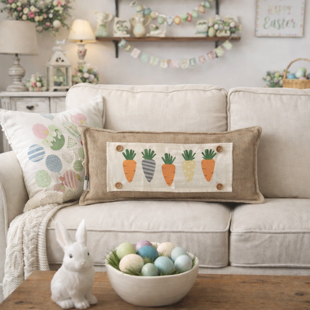NEW! WINTER BUNDLE 26:  3 seasons + GINGHAM/BUFFALO CHECK pillow: SNOWMAN SCARVES / XOXO / CARROT PATCH
