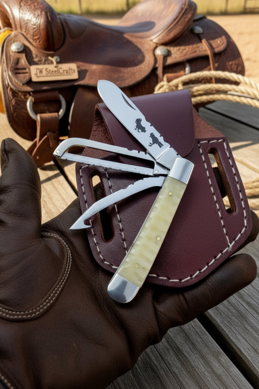 Redwood Textured Trapper Cowboy Knife 7
