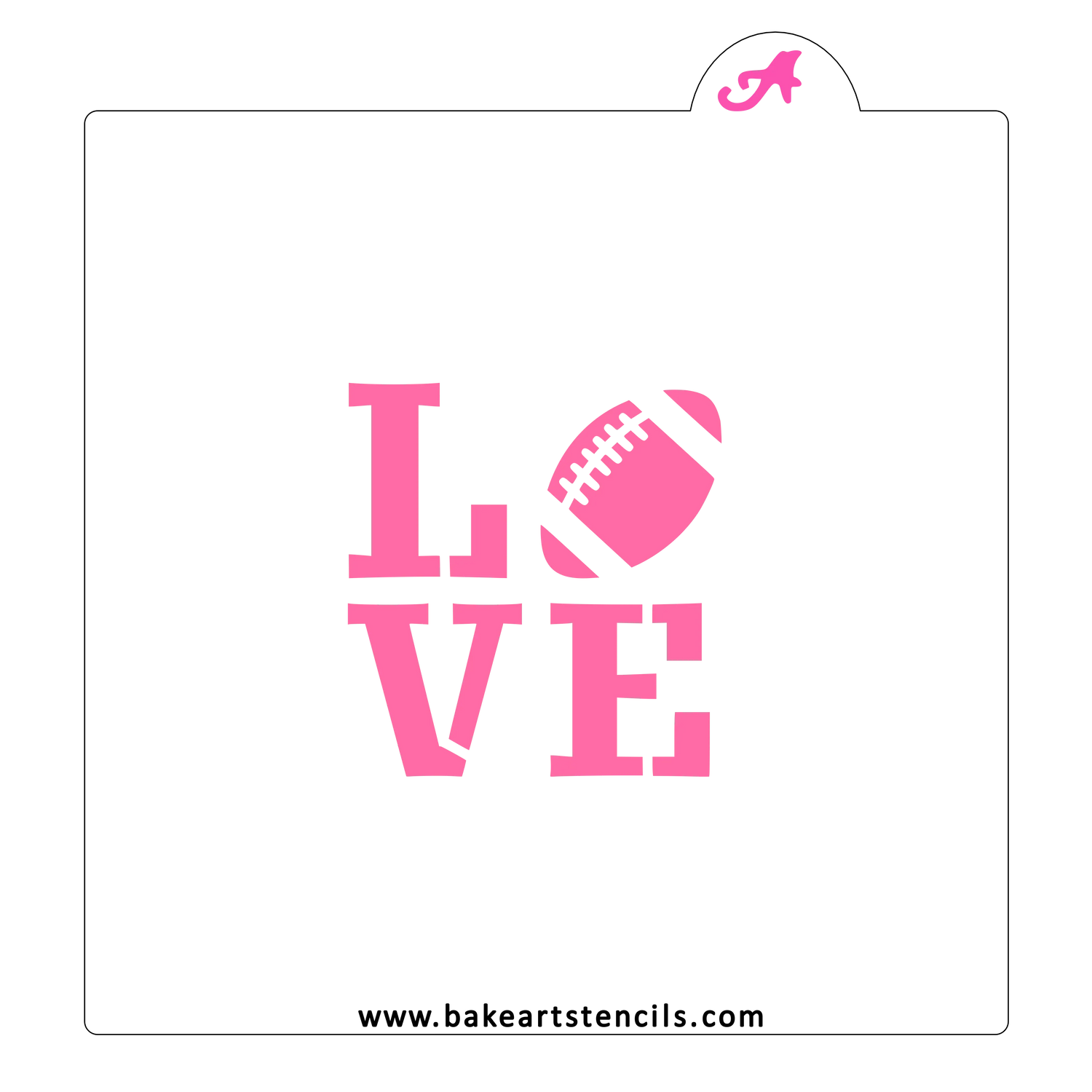 Football Love Cookie Stencil