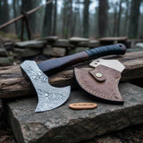 Bearded Bushcraft Hatchet with Damascus Blade