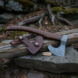 Vornska Damascus Bushcraft Hatchet with Hooked Bearded Head