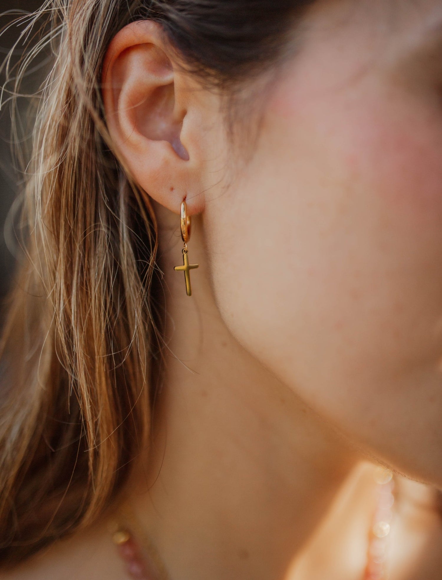 Cross Hoop Earrings