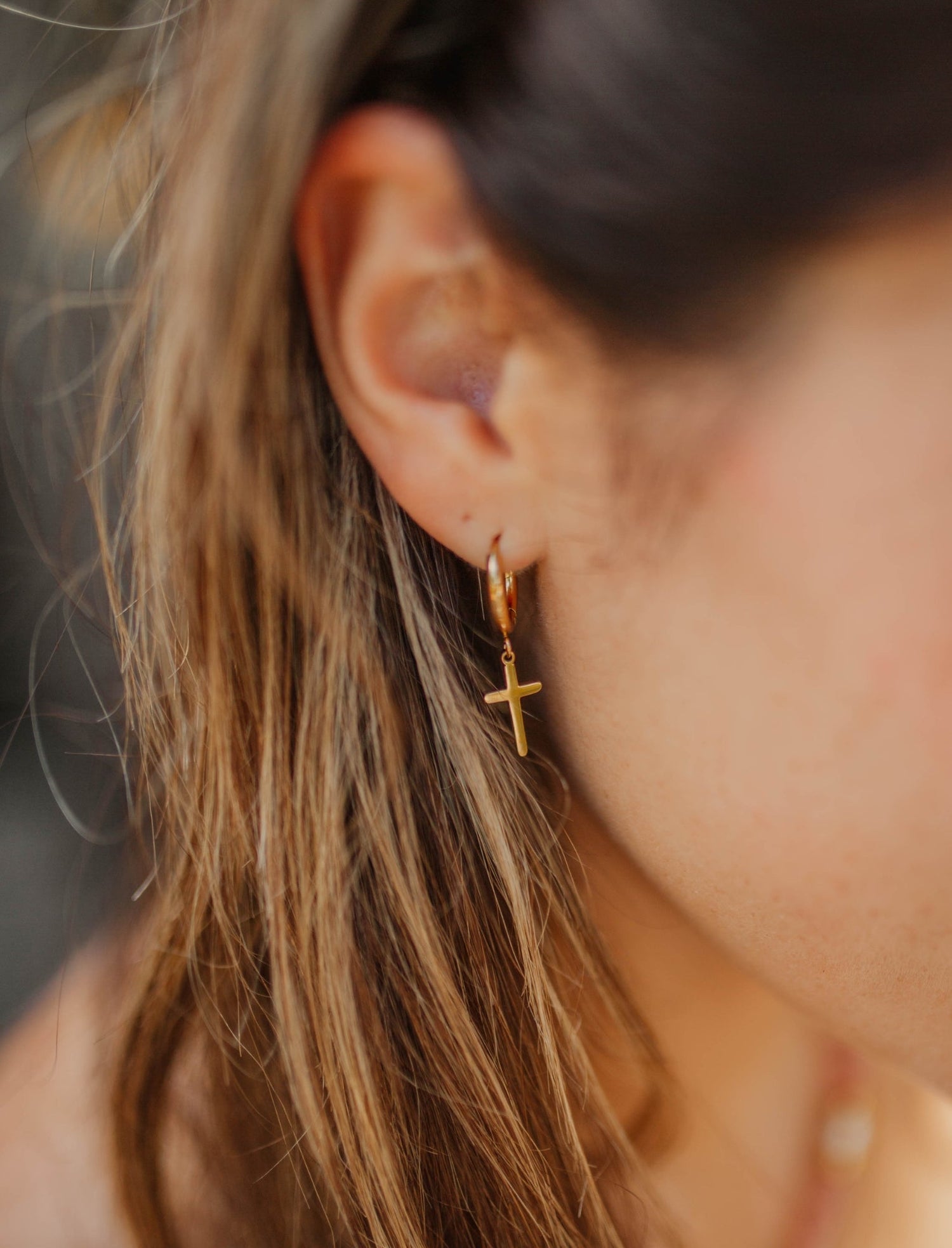 Cross Hoop Earrings