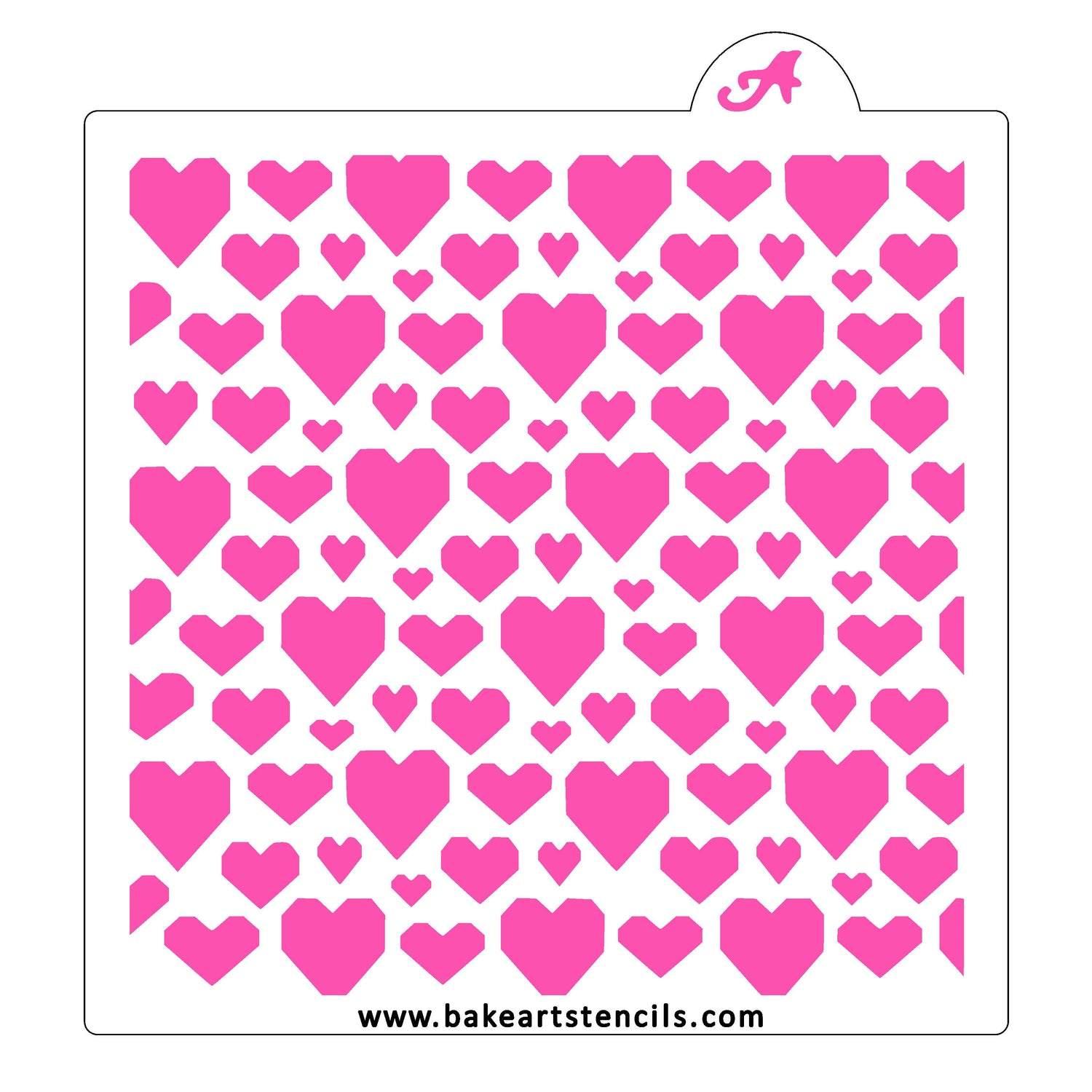 Geometric Hearts Cookie Stencil