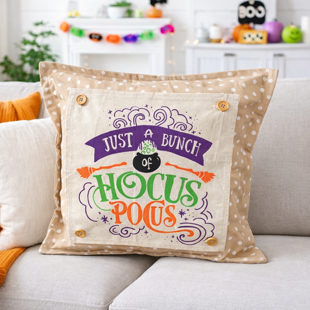 PANEL ONLY: SQUARE Holiday Panel: Fall, Autumn Halloween Witches Brew Caldron HOCUS POCUS