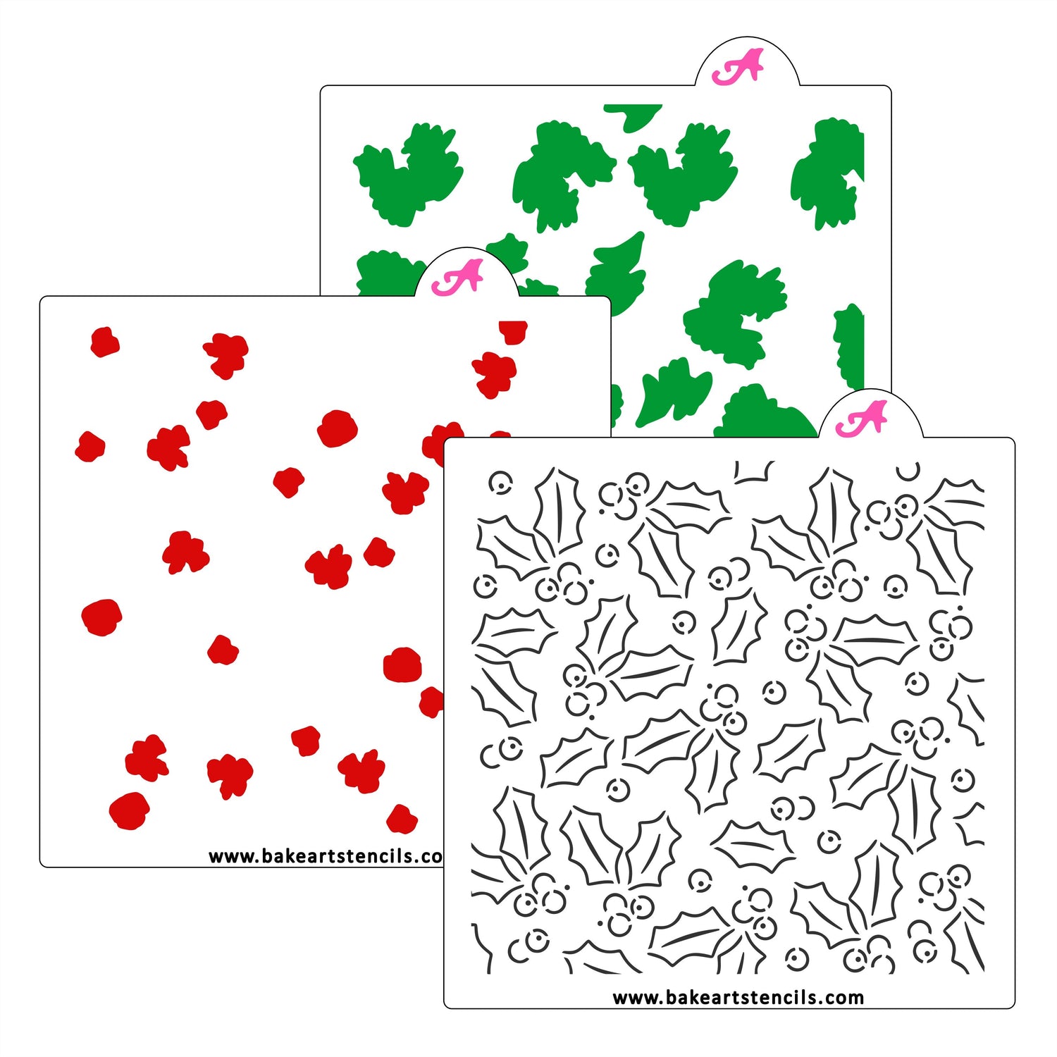 Holiday Holly Cookie Stencil Set
