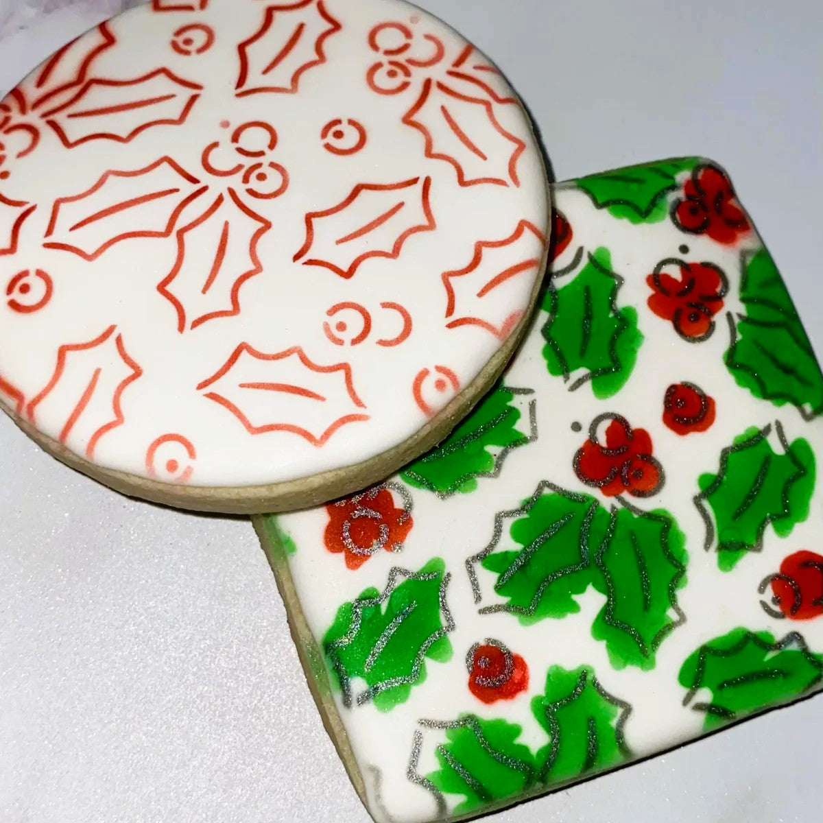 Holiday Holly Cookie Stencil Set