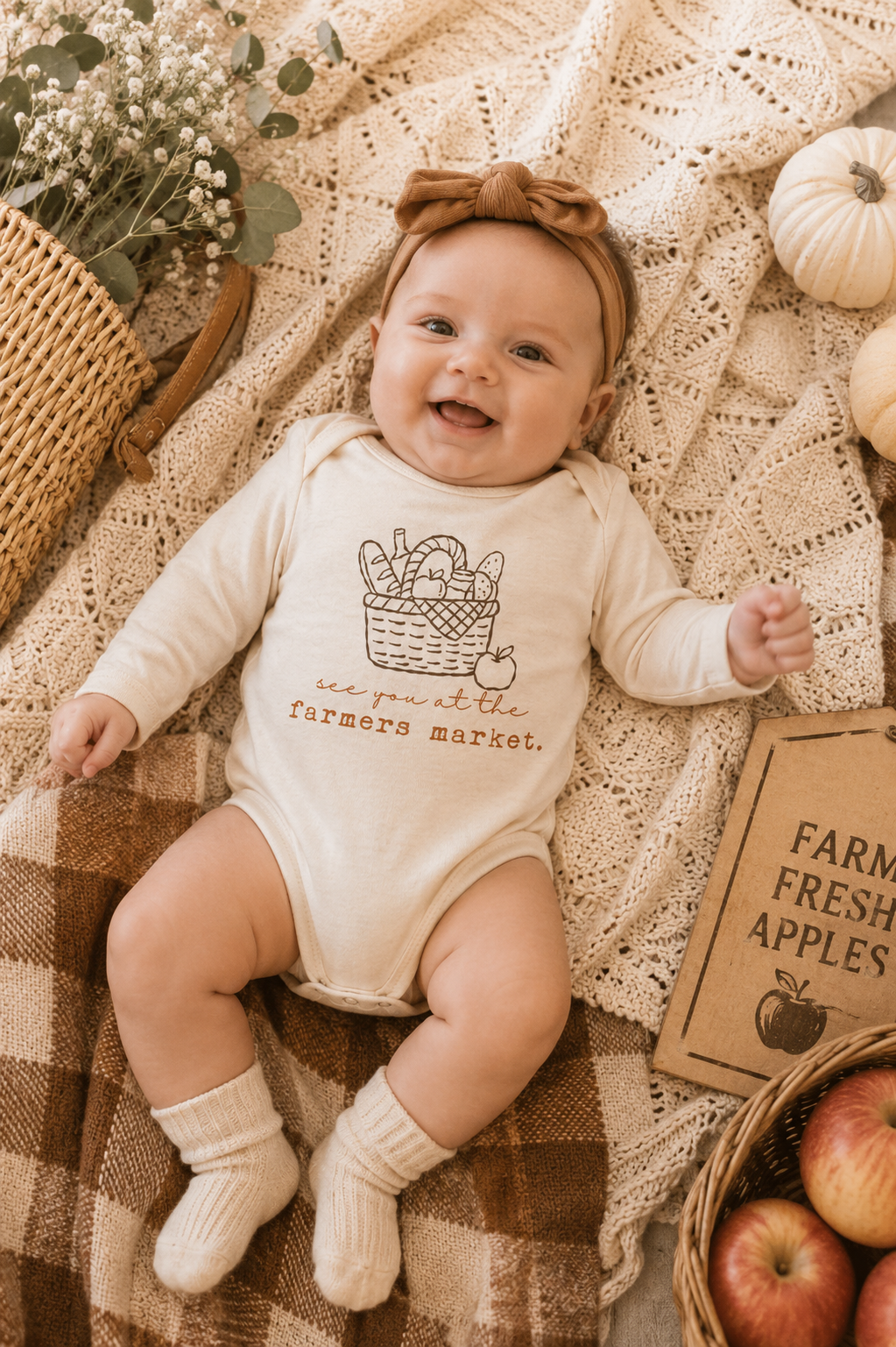 Farmers Market Organic Bodysuit Long Sleeve by Tenth & Pine, product image 3