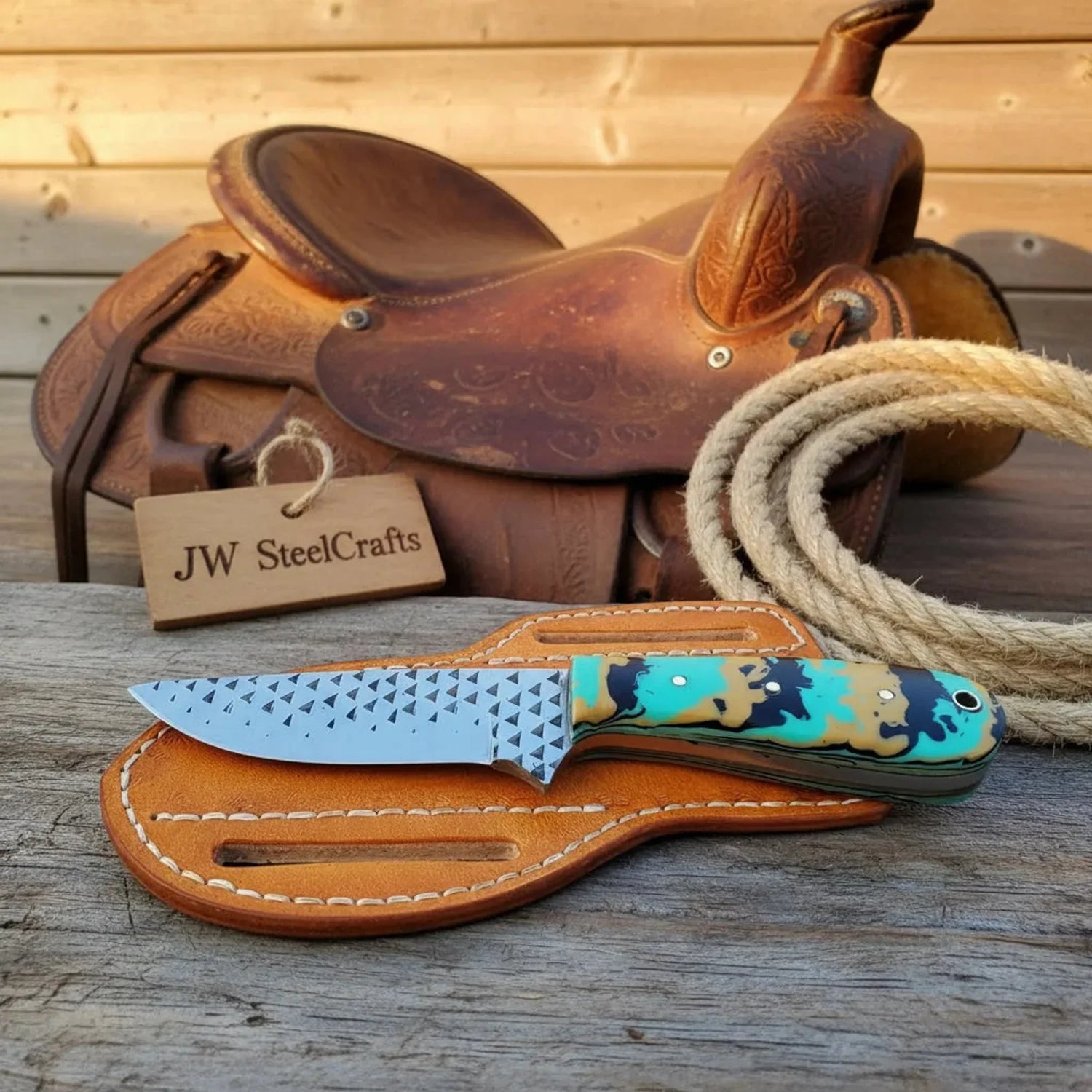 Farrier Rasp Camo Cowboy Knife 7