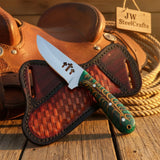 Emerald Ridge Skinner Knife 7" Handmade Green Resin Damascus Blade by JW SteelCrafts