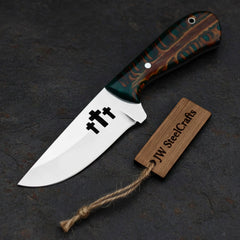 Emerald Ridge Skinner Knife 7" Handmade Green Resin Damascus Blade by JW SteelCrafts, product image 4