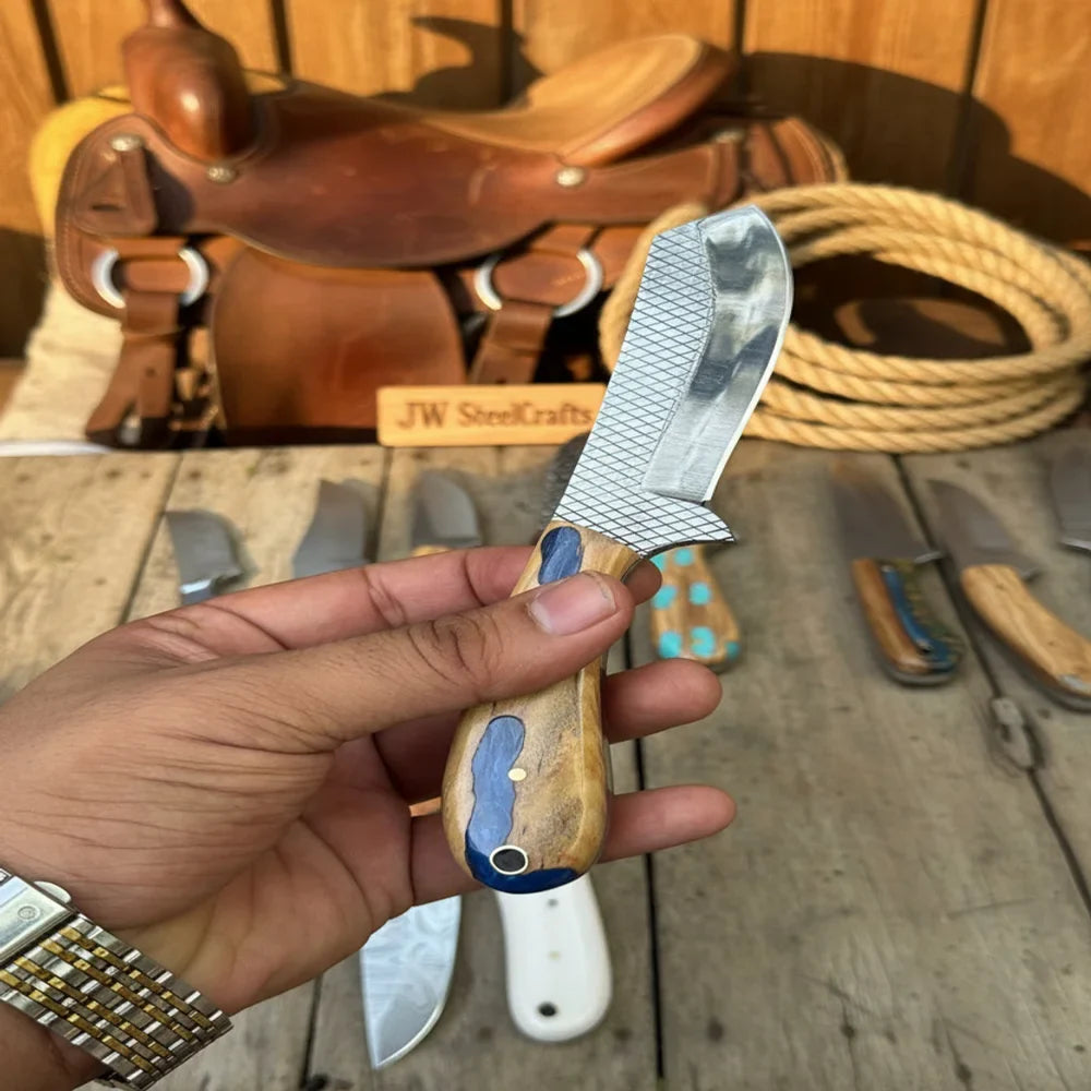 Ranchland Blade Collection Handmade Set of 8 Damascus Steel Knives by JW SteelCrafts, product image 2