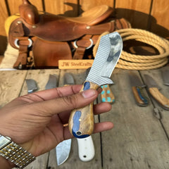 Ranchland Blade Collection Handmade Set of 8 Damascus Steel Knives by JW SteelCrafts, product image 2