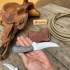 Antler Ridge Skinner Knife 8" Handmade Damascus Stag Horn Handle by JW SteelCrafts, product image 2