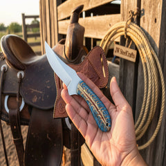Antler Ridge Skinner Knife 8" Handmade Damascus Stag Horn Handle by JW SteelCrafts, product image 3