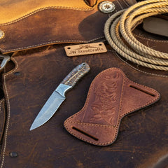 Camotrail Skinner Knife 8" Handmade Camo Finish Stag Handle - JW Steelcrafts by JW SteelCrafts