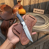 Darkline Ridge Skinner Knife 9" Handmade Damascus Dark Handle - JW Steelcrafts by JW SteelCrafts