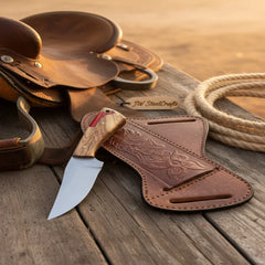 Rancher's Dualwood Cowboy Knife 7" Handmade Pakka and Olive Wood Handle by JW SteelCrafts