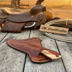 Rancher's Dualwood Cowboy Knife 7" Handmade Pakka and Olive Wood Handle by JW SteelCrafts, product image 2