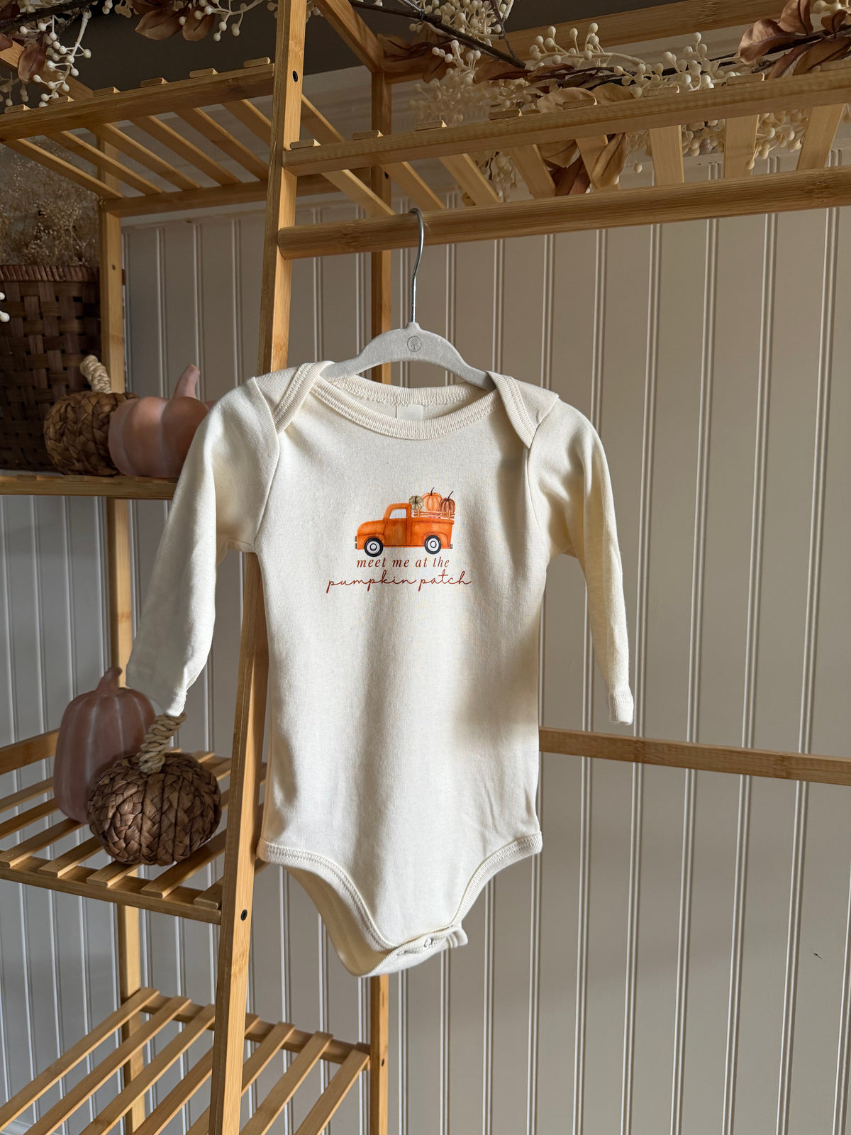Meet Me At The Pumpkin Patch Organic Bodysuit Long Sleeve by Tenth & Pine, product image 2