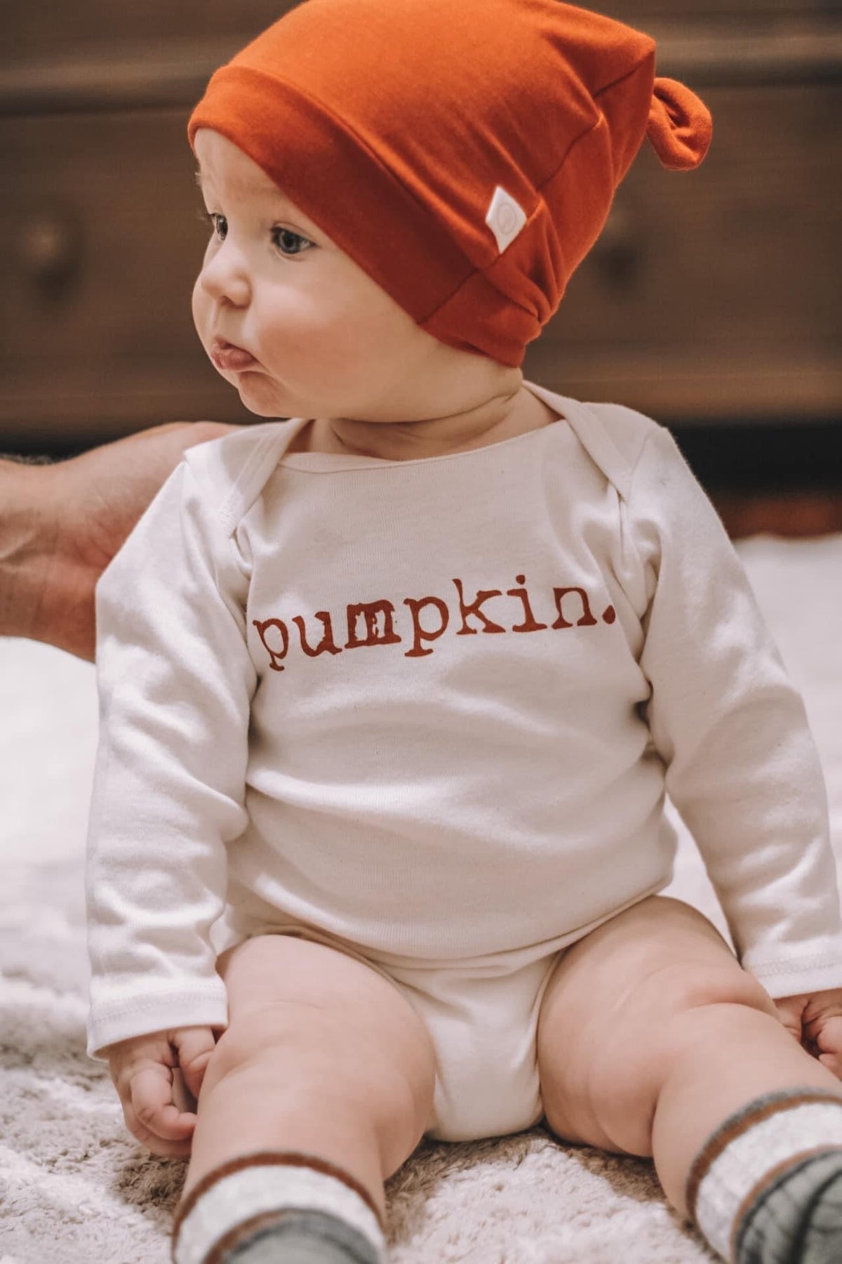Pumpkin Organic Bodysuit Long Sleeve by Tenth & Pine, product image 6